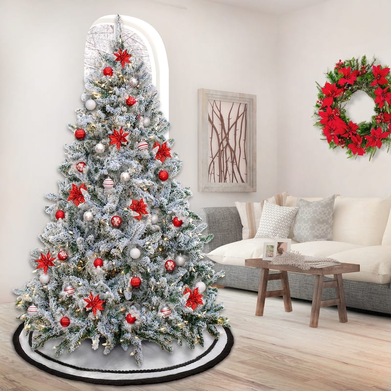 7.5ft Pre-lit Artificial Snowy Hudson Hinged Tree with PowerConnect ...