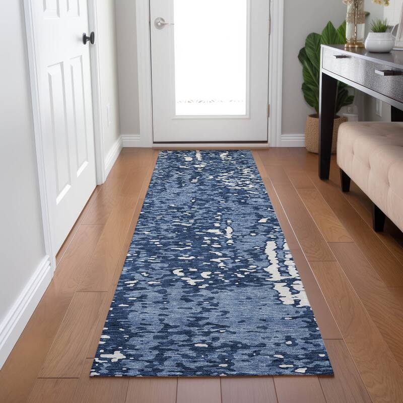 Machine Washable Indoor/ Outdoor Modern Abstract Chantille Rug