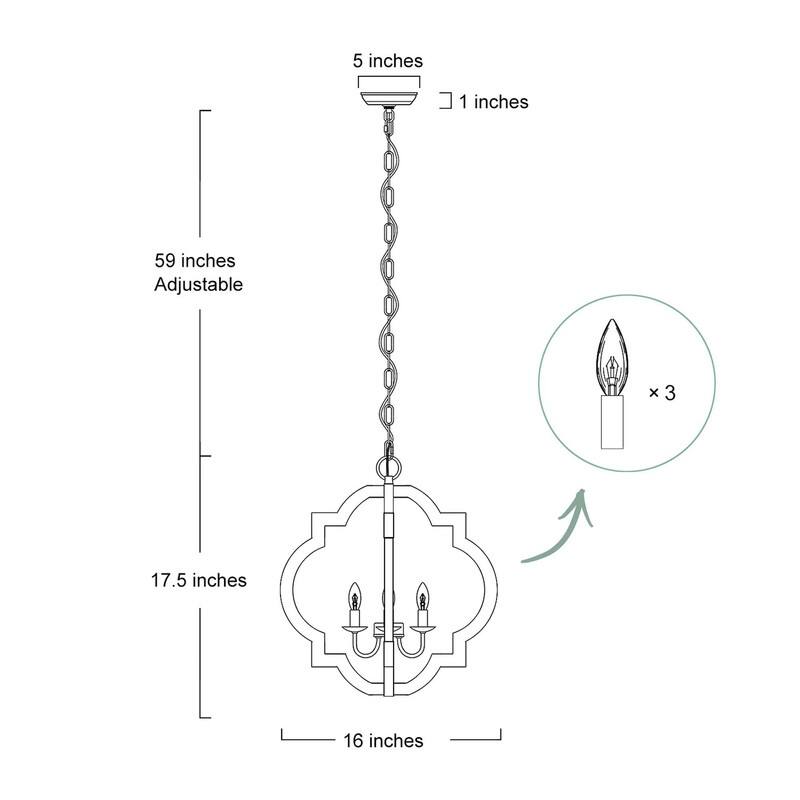 Modern Farmhouse 3-Light Wood Lantern Chandelier for Dining Room