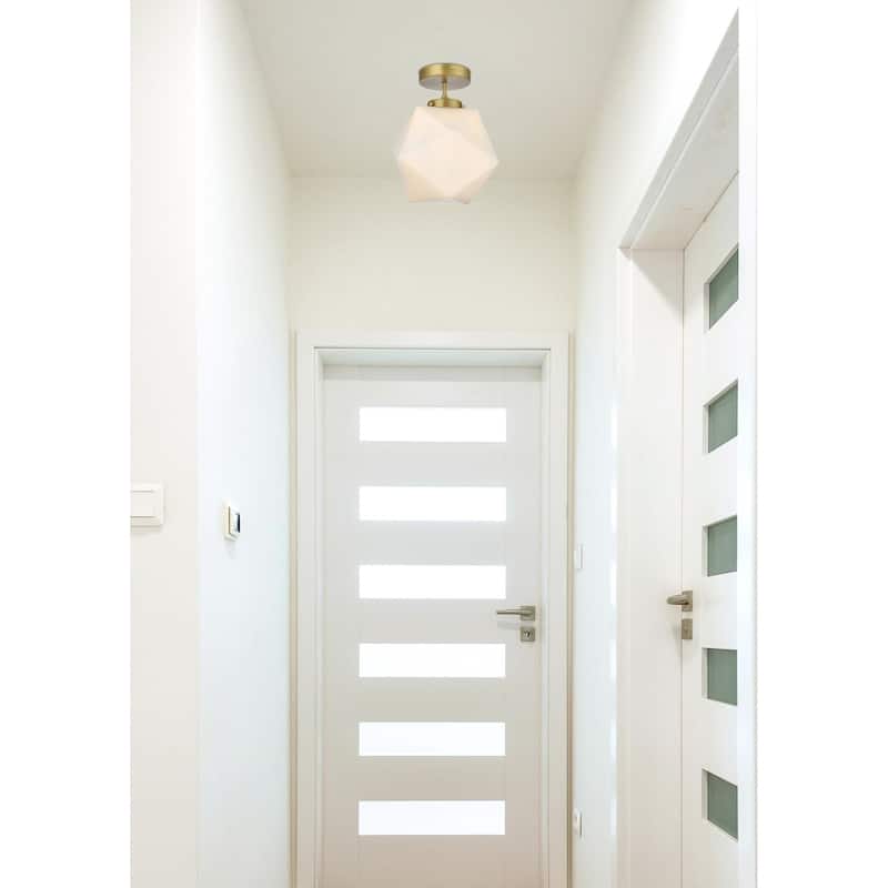 Lance 1 Light White Glass Flush Mount - 9.8 Inch