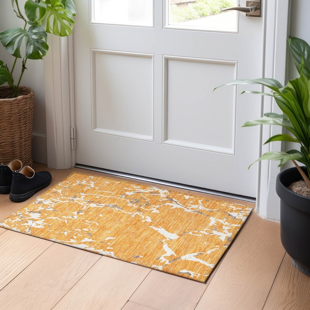 Machine Washable Indoor/ Outdoor Abstract Camo Chantille Rug