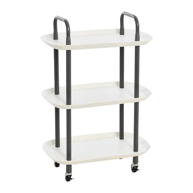 Plastic and Metal 3-Tier Trolley - N/A - White and Dark Grey