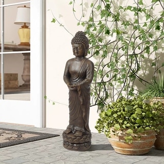 Brown MgO Meditative Standing Buddha Garden Statue
