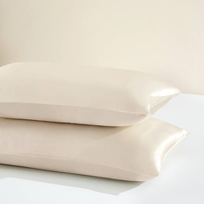2 Pack Satin Pillowcase Silky Pillow Cases Set - King - Ivory