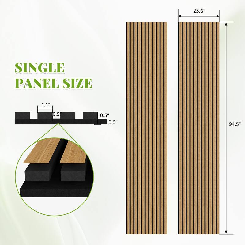 2Pcs Wood Slat Acoustic Wall Panels