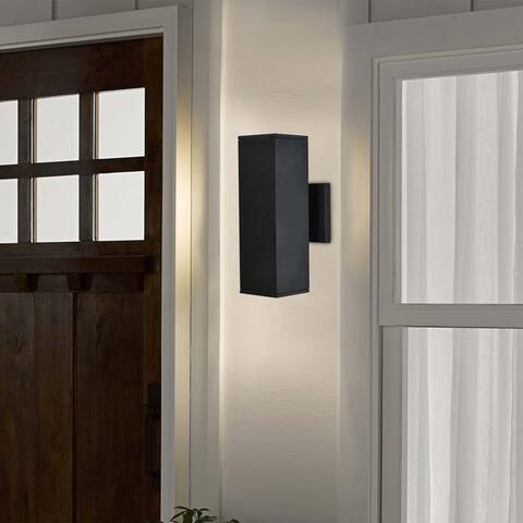 2 - Light 11.02'' Modern Industrial Matte Black Outdoor Wall Sconce - N/A