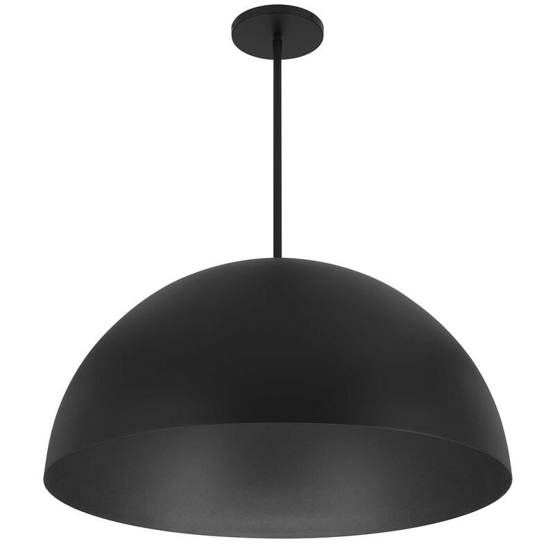 HomeRoots 32" Black Aluminum Dome LED Dimmable Outdoor Pendent Hanging Light - 31.50' X '15.88' X '31.50