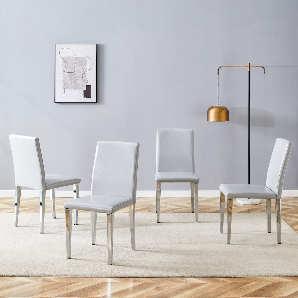 Four Pu Dining Chairs, Simple And Versatile, Exquisite And Versatile Dining Chairs Unlock(Set Of 4)