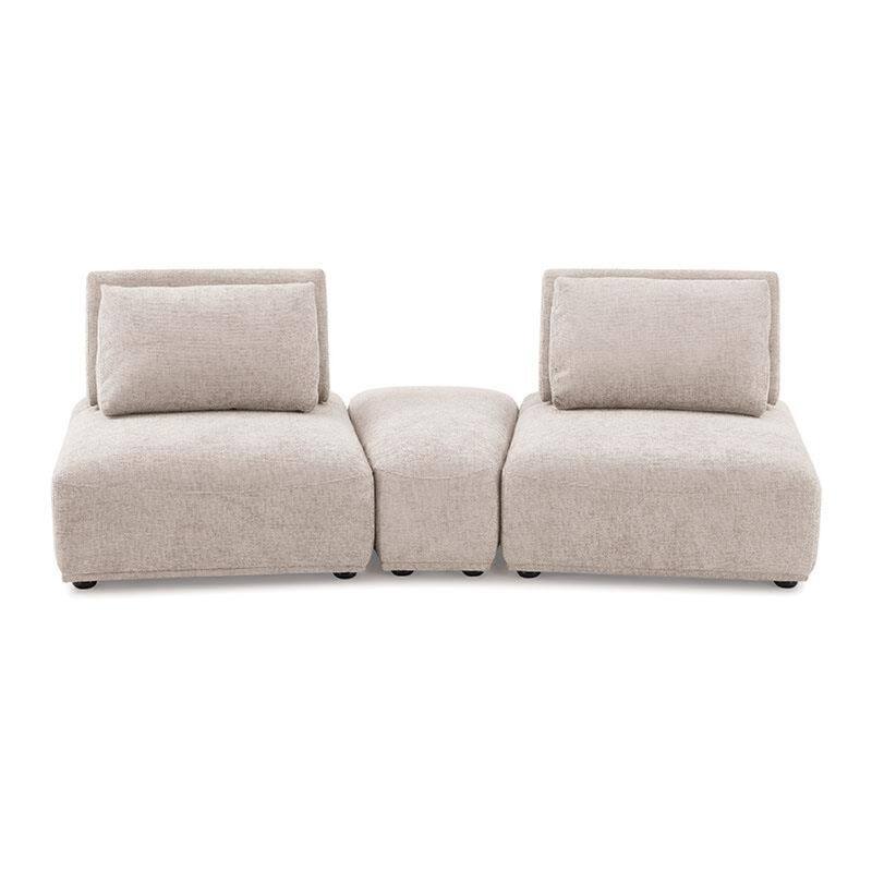 Stavan Modular Curved 2 Seat Sofa, Light Brown Boucle Adjustable Back