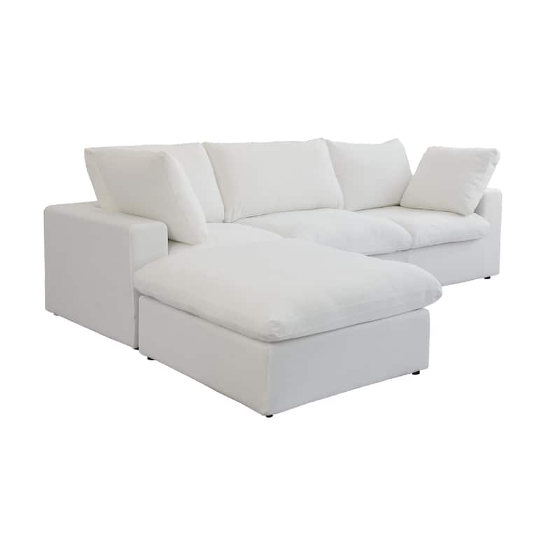 L-shape Linen Upholstered Sofa Multiple Cushions Sectional Couch