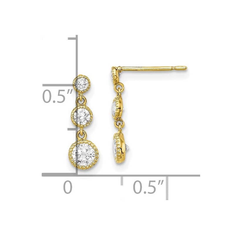 Curata 10k CZ Cubic Zirconia Long Drop Dangle Earrings - 4.45mm Wide