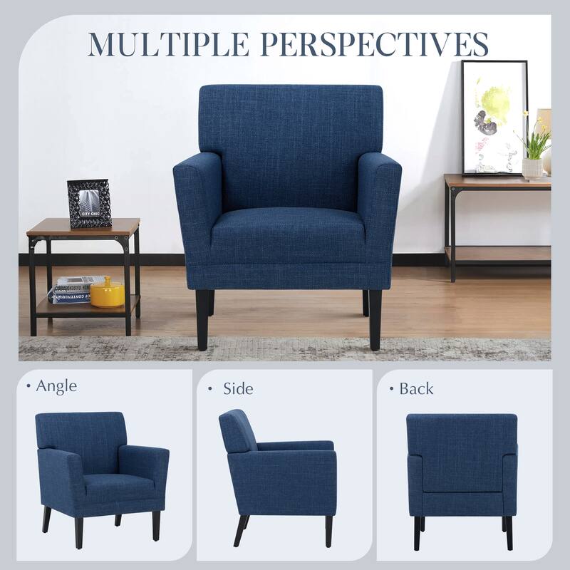 Modern Upholstered Armchair - Plush Fabric Accent Chair for Living Room & Bedroom