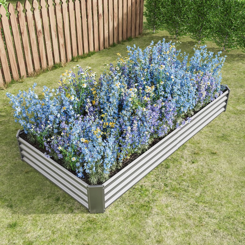 7.6x3.7x0.98ft Raised Garden Bed Kit, Metal Raised Garden Bed