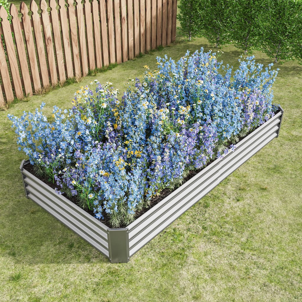 7.6x3.7x0.98ft Raised Garden Bed Kit, Metal Raised Garden Bed