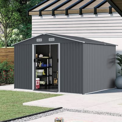 8×10 ft Modern Outdoor Storage Shed with Sliding Doors with Air Vent