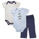 preview thumbnail 1 of 0, Luvable Friends Baby Boy Cotton Bodysuit and Pant, Blue 9-12 Months - Blue