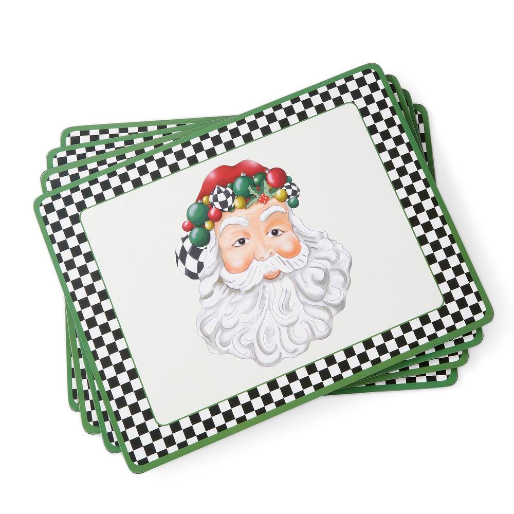 Pimpernel Set of 3 Black and White Christmas Placemats - 15.7" L x 11.7" W
