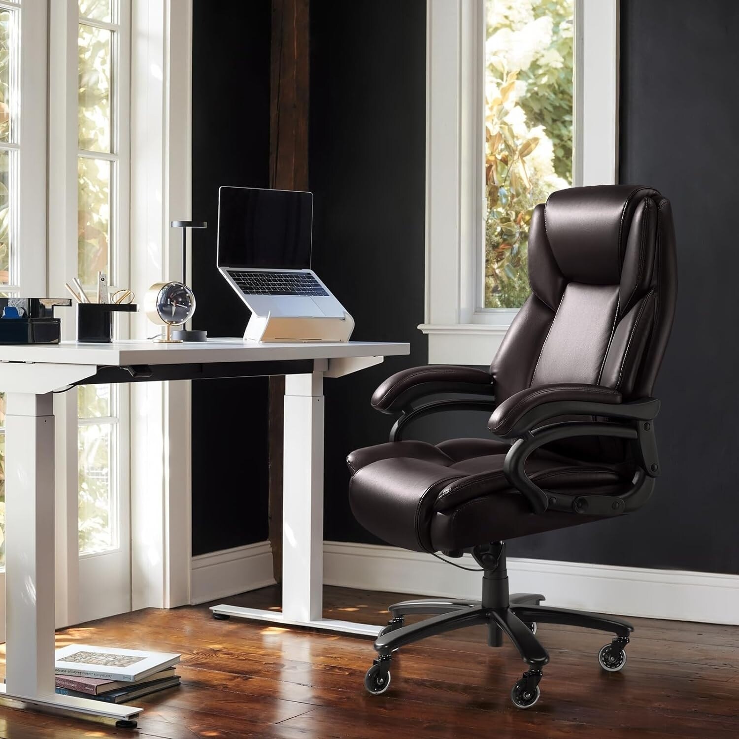 Office chair 500lbs ergonomic desk chair pu computer chair high back executive chair shop with lumbar support