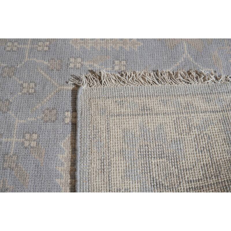 Hand Knotted Wool Gray Traditional Oriental Oushak Rug - 6' x 9'