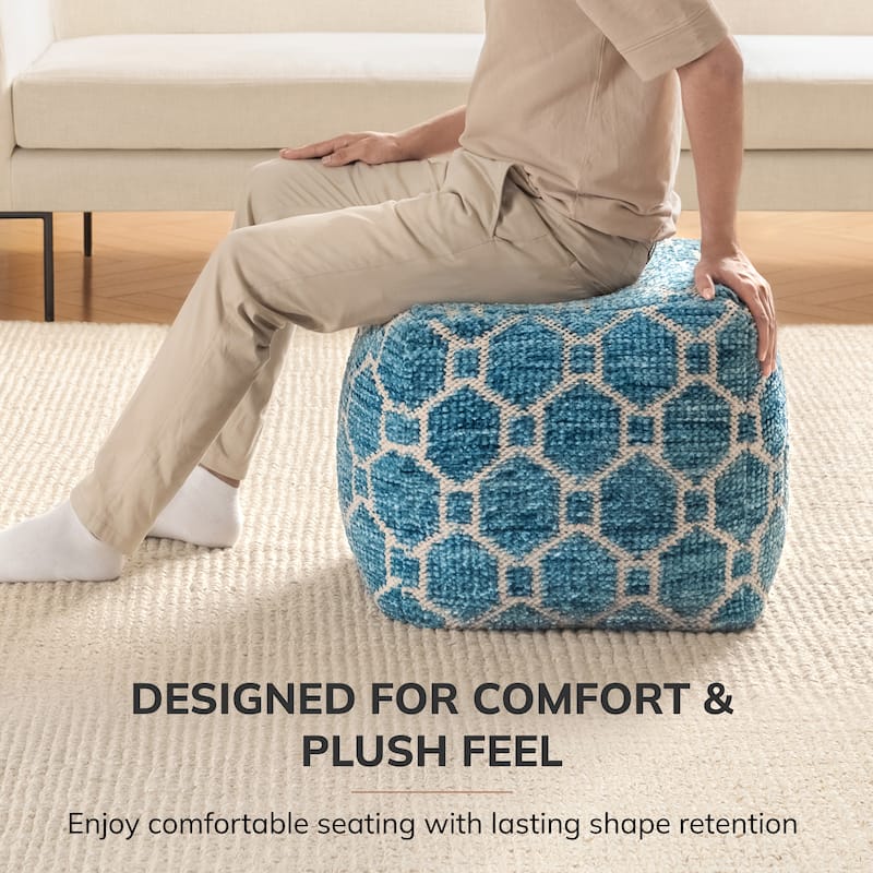Jani 20-inch Ottoman Pouf - Handcrafted Handmade Ottoman for Seating, Footrest, Home Decor for Living Room, Bedroom