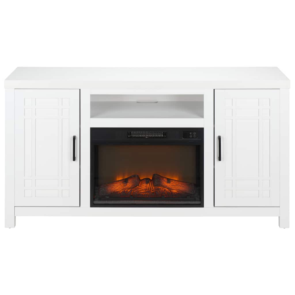 SEI Furniture Rebecca 2-Door Wood Fireplace - 58"W x 16"D x 32"H