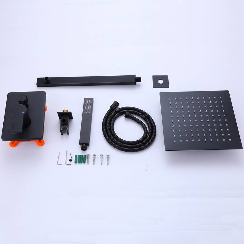 Concealed Square Two-Function Two-Handle Bathroom Shower Set Shower System with Rough-In Valve