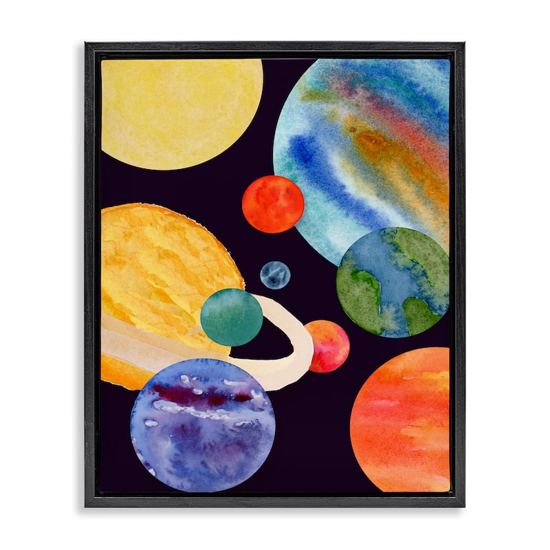 Stupell Planetary Galaxy in Space Framed Floater Canvas Wall Art Design By Corinne Rose Designs - 17 x 21 - Black
