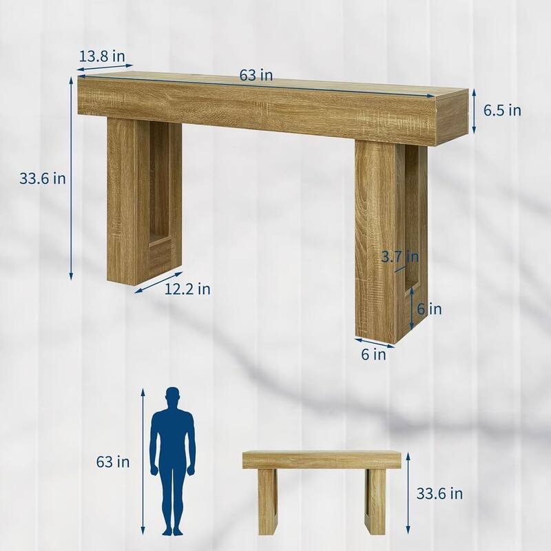 63 in Wood Console Table, Narrow Entryway Table for Entryway