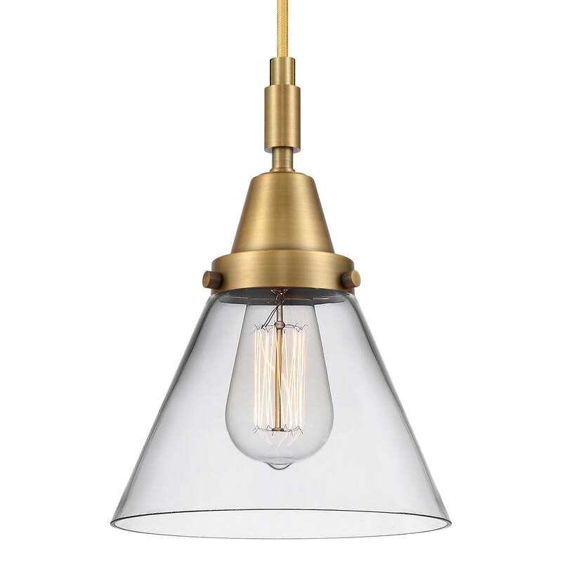 Innovations Lighting 447-1P-G42 Cone 8" Wide Mini Pendant with Clear - Brushed Brass