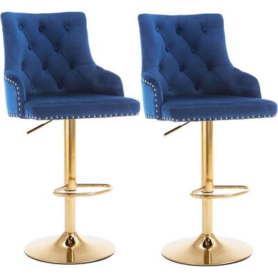 Bar Stool with Tufted Backrest Counter Height Swivel Stool