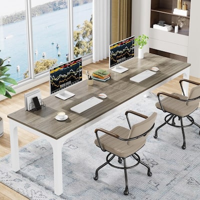 78.7" Extra Long 2-Person Computer Desk, Double Workstation, Modern Collaborative Desk with Heavy-Duty Steel Legs