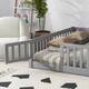 Twin/Full/Queen size Floor Platform Bed with Fence and Door for Kids, Toddlers