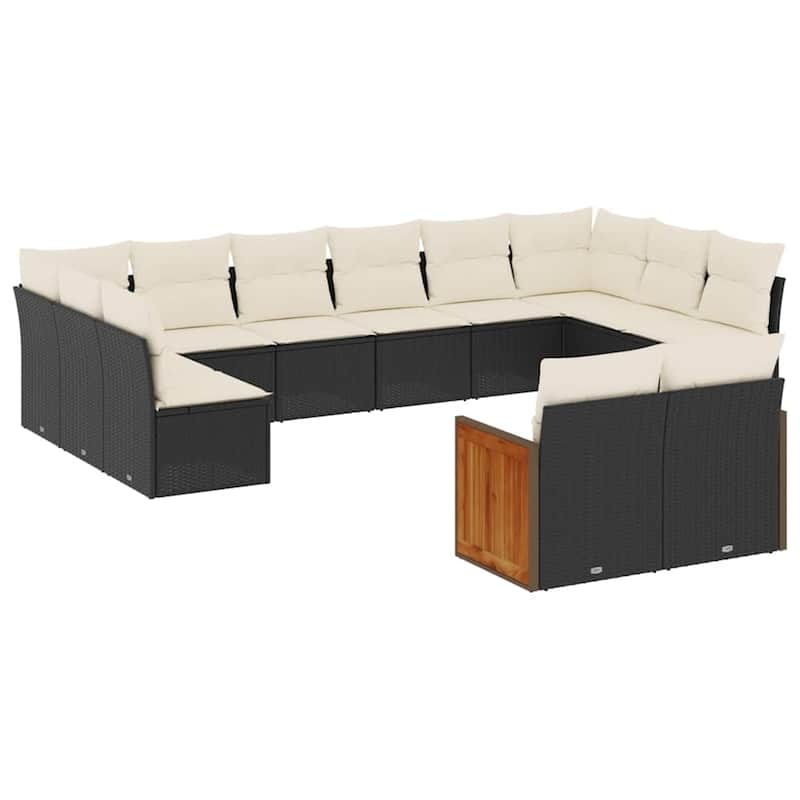 vidaXL Patio Sofa Set with Cushions Outdoor Conversation Furniture Poly Rattan