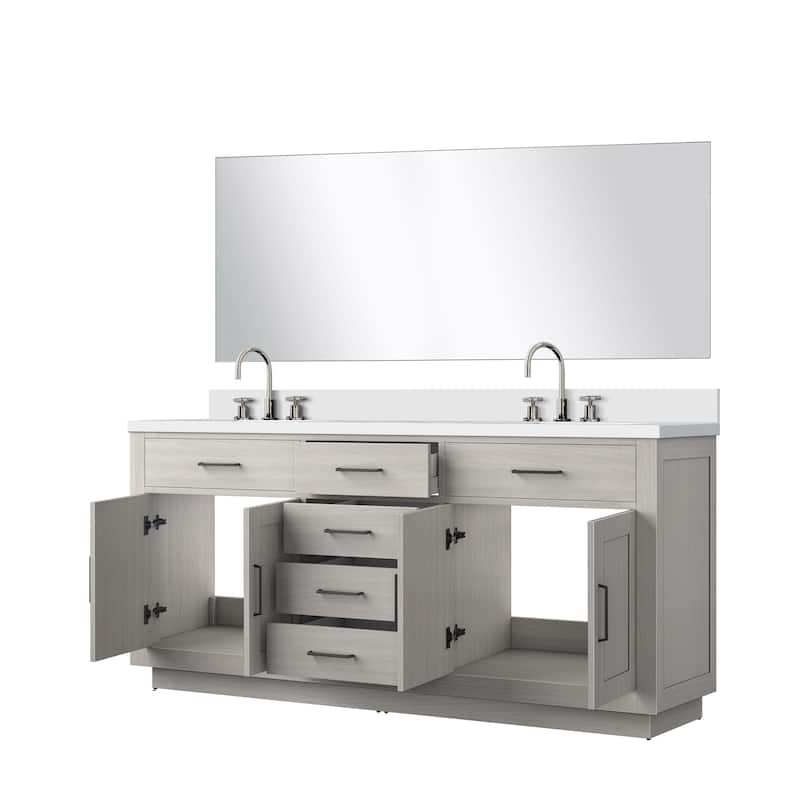 Abbey Bath Vanity with Cultured Marble Top, Sink, Mirror and Faucet