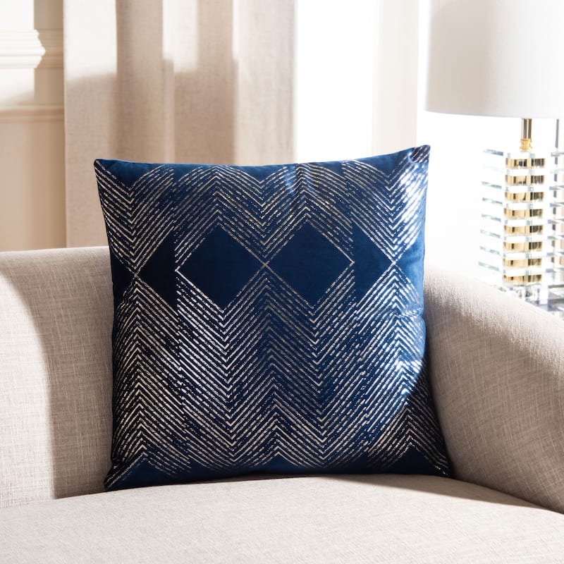 SAFAVIEH Yanne Art Deco Decorative Throw Pillow - Navy/Grey - 18Wx18L