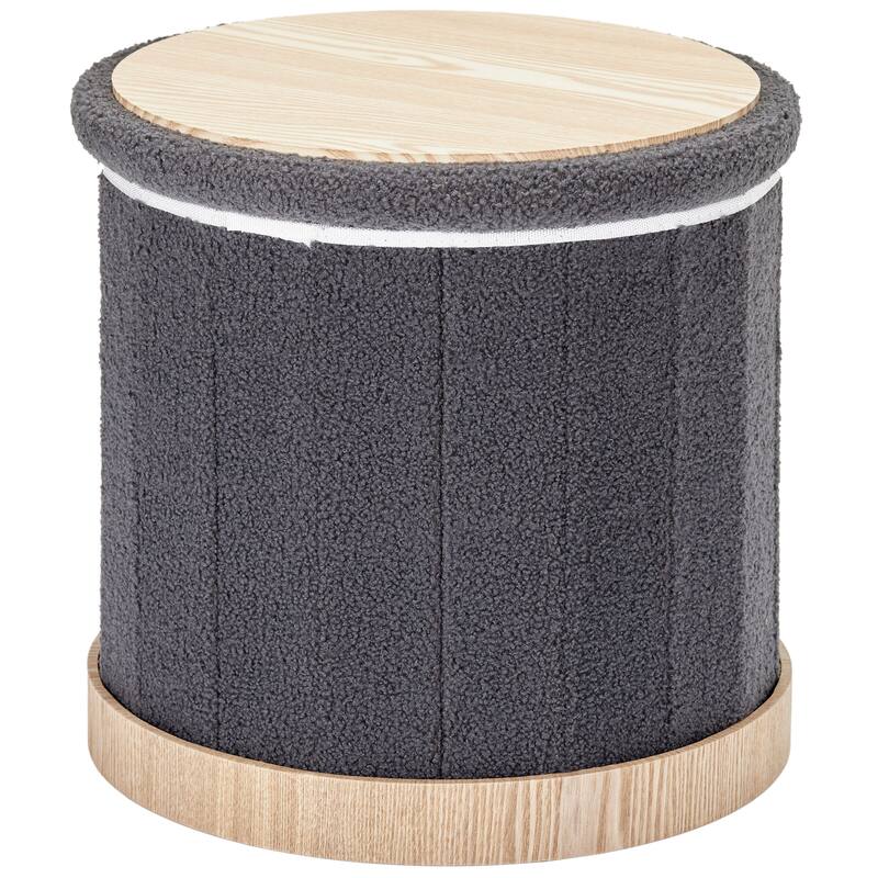 Aria Home Teddy Fabric Ottoman Coffee Table with Hidden Storage