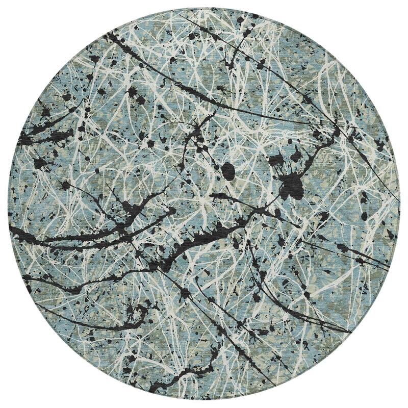 Machine Washable Indoor/ Outdoor Modern Splatter Chantille Rug