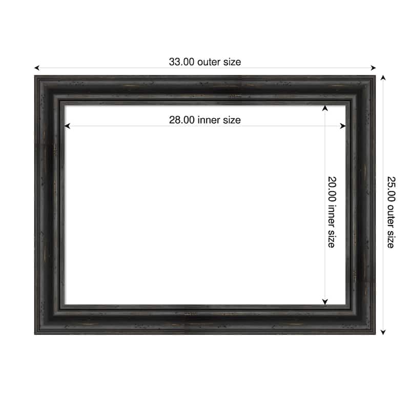 Amanti Art Rustic Pine Black Framed Dry Erase Magnetic Board - 33 x 25 in - Rustic Pine Black