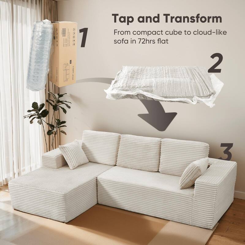 Indoor 108" Oversized Sofa Lounge Chair with Fluffy Comfy Cloud Couch