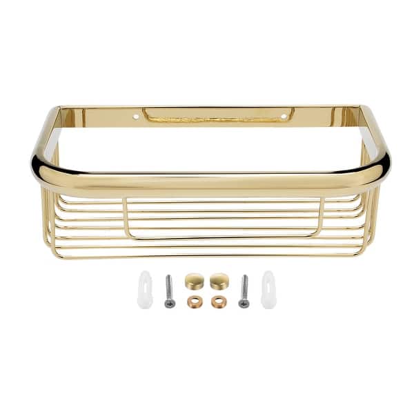 10-inch Brass Wall Mount Rectangle Shape Bathroom Shower Caddy