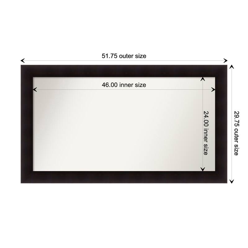 Portico Espresso Framed Non-Beveled Custom Wall Mirror, Bathroom Vanity Mirror - Outer Size: 51.75 x 29.75