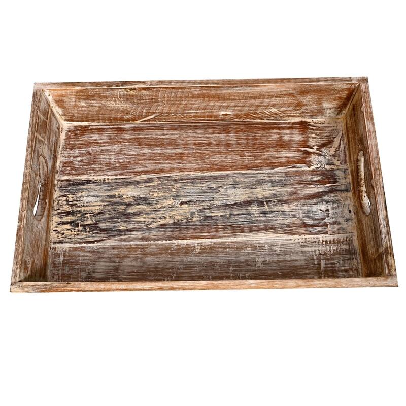 Solid wood Reclaimed Rustic 18 inch farmhouse decorative serving tray distressed