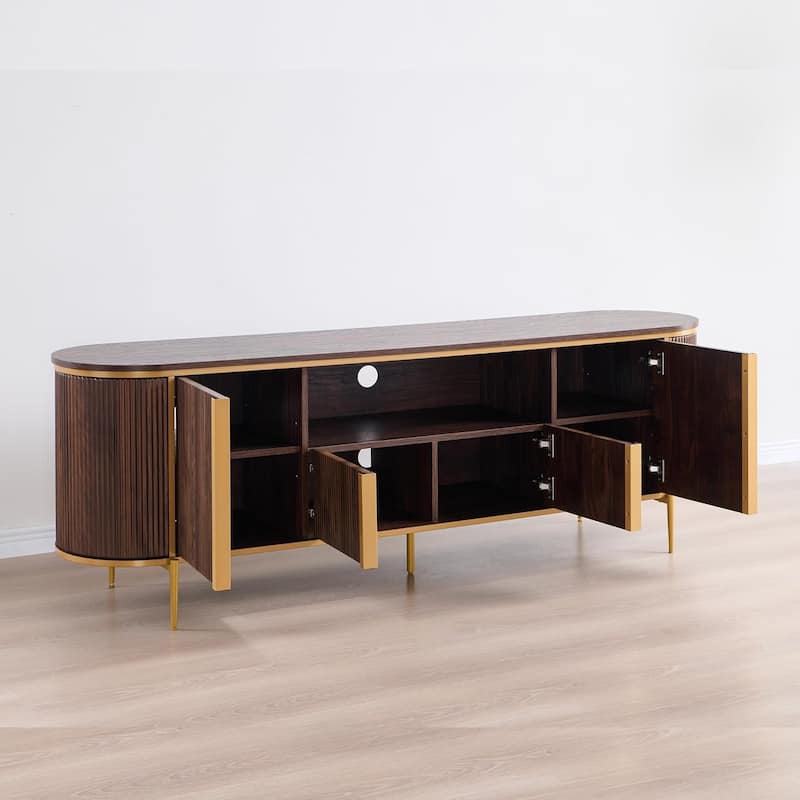 Modern Luxury TV Stand, Entertainment Cente, with Faux Marble Top
