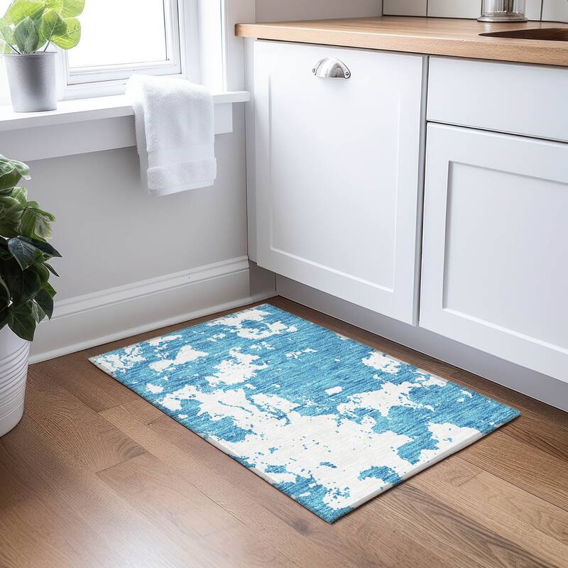 Machine Washable Indoor/ Outdoor Chantille Abstract Rug