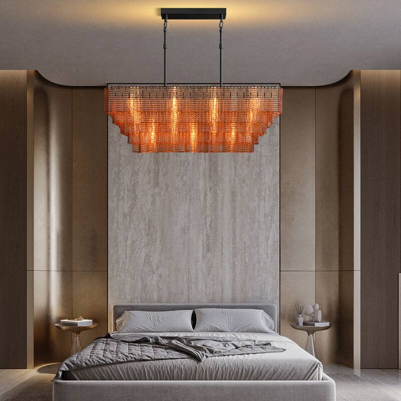 Modern Chandelier, 41 in. 9-Light Black & 59 in. 11-Light Gold Options for Dining Room, Living Room, Foyer, Bedroom