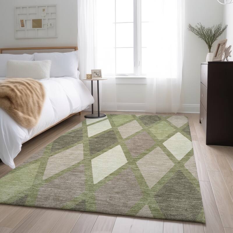 Premium Washable Super Soft Mosaic Diamonds Mayfield Rug - Aloe - 9' x 12'