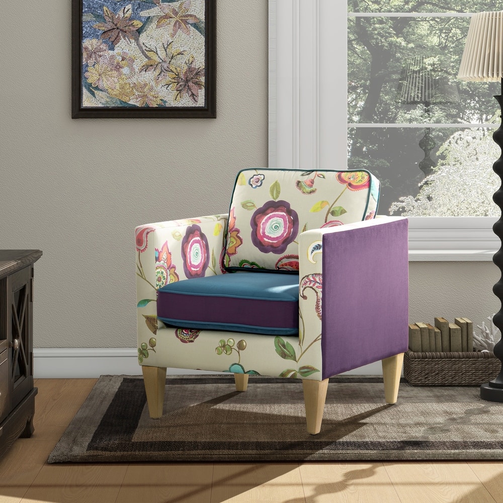 Mamba 28" Patchwork Velvet Upholstered Floral Accent Arm Chair