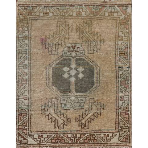 Geometric Anatolian Turkish Oriental Area Rug Hand-knotted Wool Carpet - 1'7''x 2'2'' Square