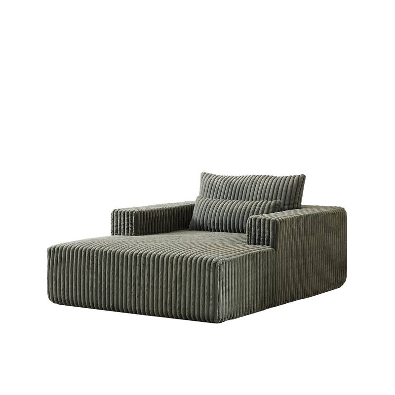 Plush Corduroy Fabric Modular Cloud Sofa with Backrest Pillow for Livingroom 75-Inch Fluffy Sleeper Sofa Bed - Army Green