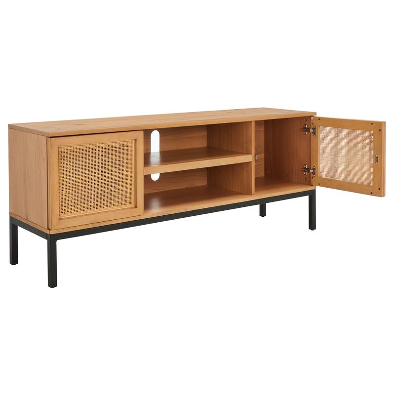 SAFAVIEH Zadie 1 Shelf Rattan Media Stand - 54" W x 15" D x 22" H